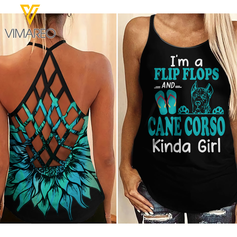 Cane Corso Kinda Girl Criss-Cross Open Back Camisole Tank Top