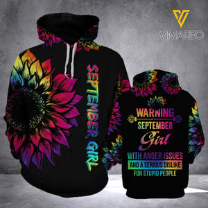 SEPTEMBER GIRL WITH ANGER ISSUES HOODIE 3D PRINTED
