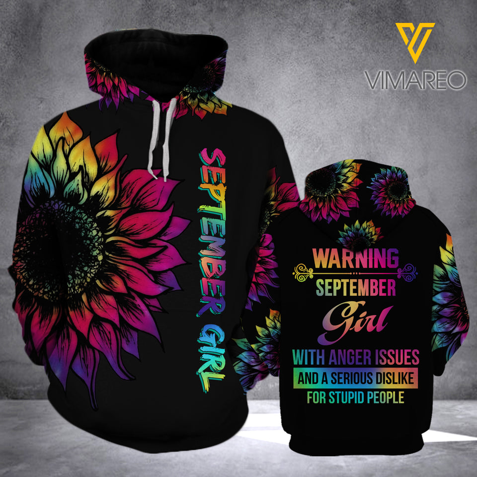 SEPTEMBER GIRL WITH ANGER ISSUES HOODIE 3D PRINTED