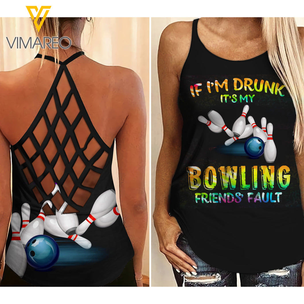 BOWLING FRIENDS 2 STYLE Criss-Cross Open Back Camisole Tank Top