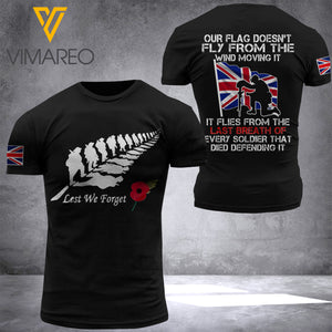 UNITED KINGDOM Soldier - Our Flag Flies From The Last Breath Of Every Soldier 3D Printed TShirt