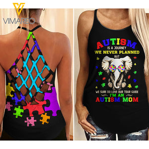 Autism Mom Criss-Cross Open Back Camisole Tank Top  VMYY