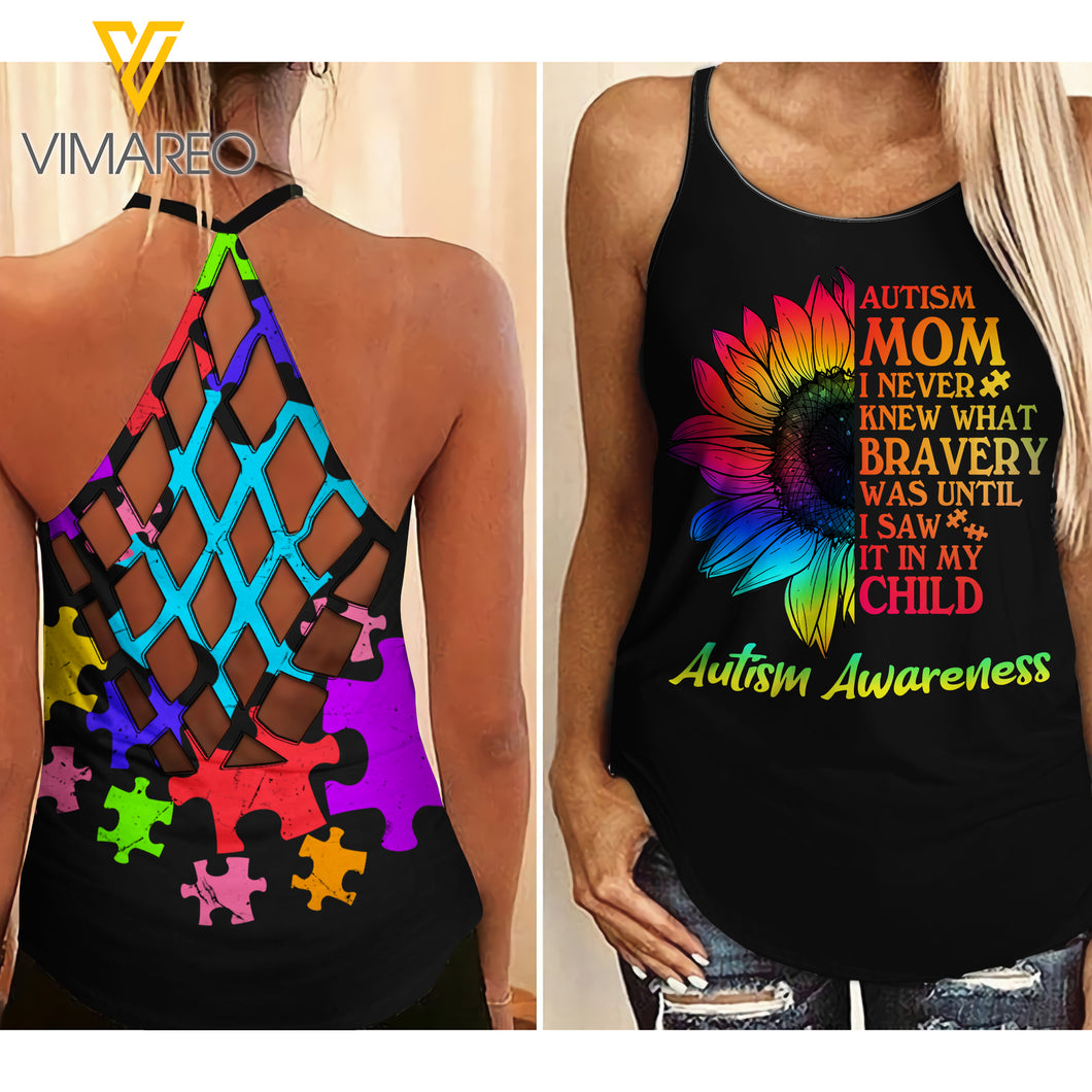 Autism Mom Criss-Cross Open Back Camisole Tank Top  VMYY