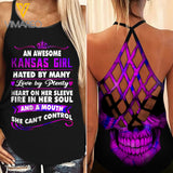 An Awesome Kansas Girl  Criss-Cross Open Back Camisole Tank Top