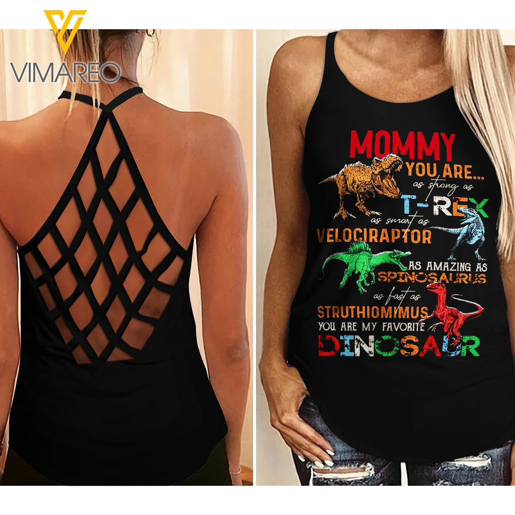 MOMMY DINOSAUR Criss-Cross Open Back Camisole Tank Top