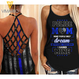POLICE MOM Criss-Cross Open Back Camisole Tank Top