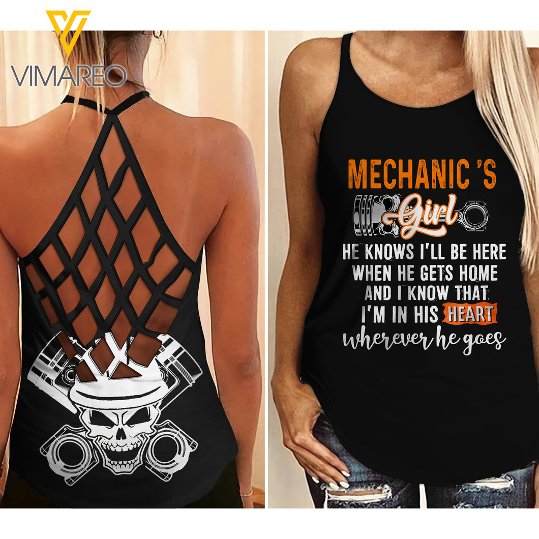 MECHANIC'S GIRL Criss-Cross Open Back Camisole Tank Top