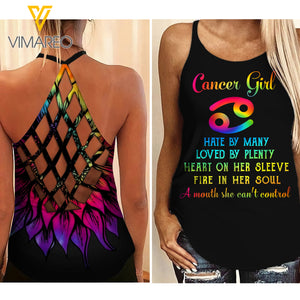 Cancer Girl Criss-Cross Open Back Camisole Tank Top VMYY