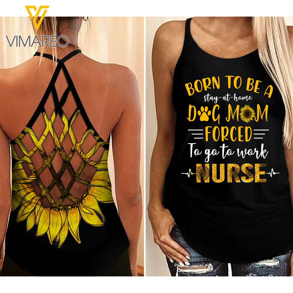 Nurse Dog Mom Criss-Cross Open Back Camisole Tank Top