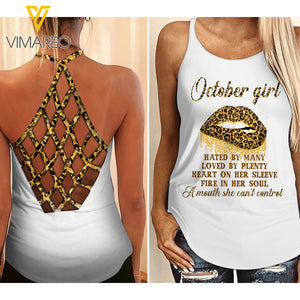 October Girl Criss-Cross Open Back Camisole Tank Top 1603NGBQ