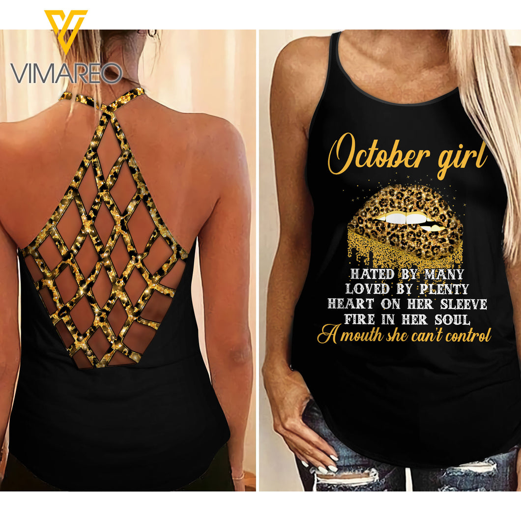 October Girl Criss-Cross Open Back Camisole Tank Top 1603NGBQ