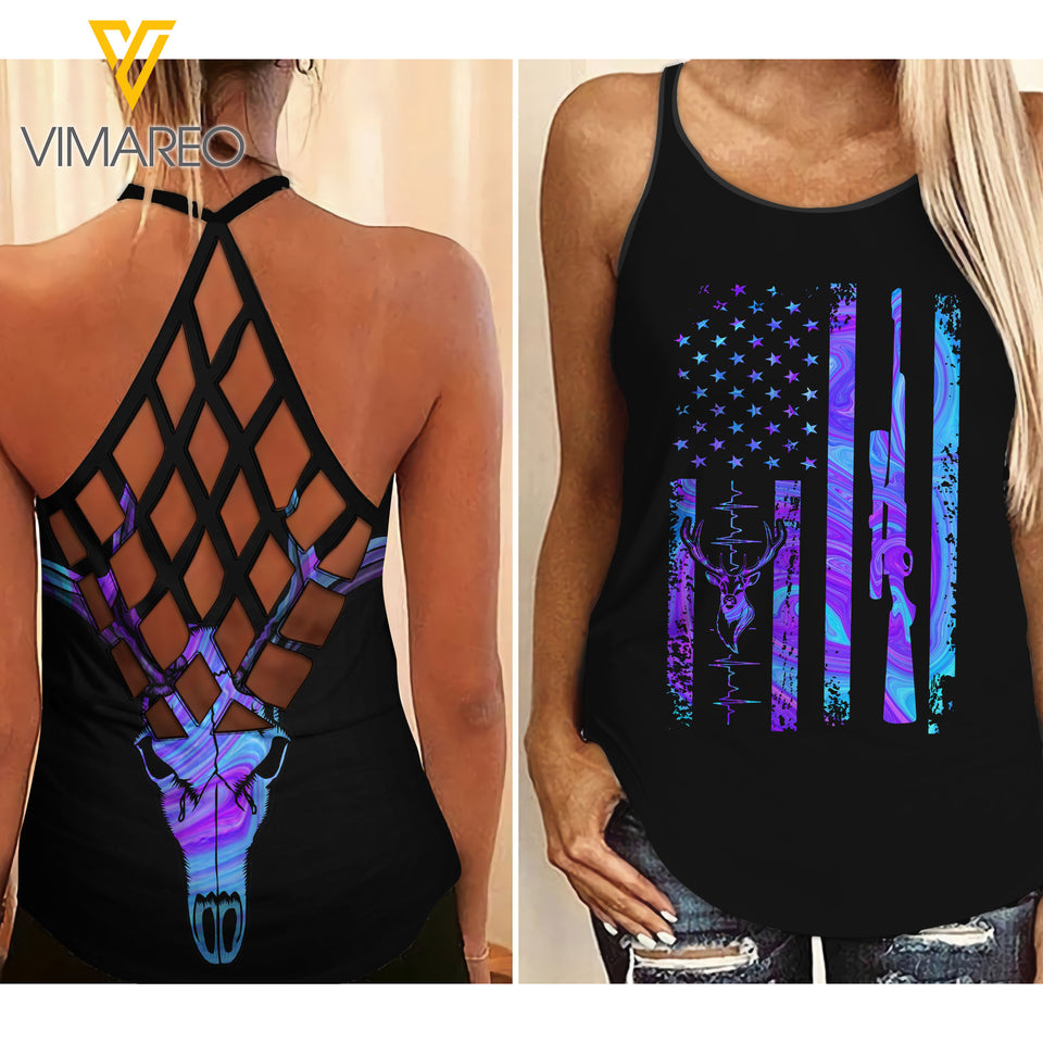 Hunting Girl Criss-Cross Open Back Camisole Tank Top 1703NGBQ