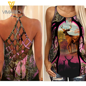 Hunting Girl Criss-Cross Open Back Camisole Tank Top 2503NGBVQ