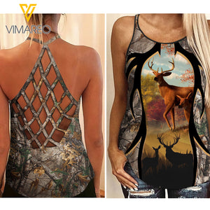 Hunting Girl Criss-Cross Open Back Camisole Tank Top 2503NGBVQ