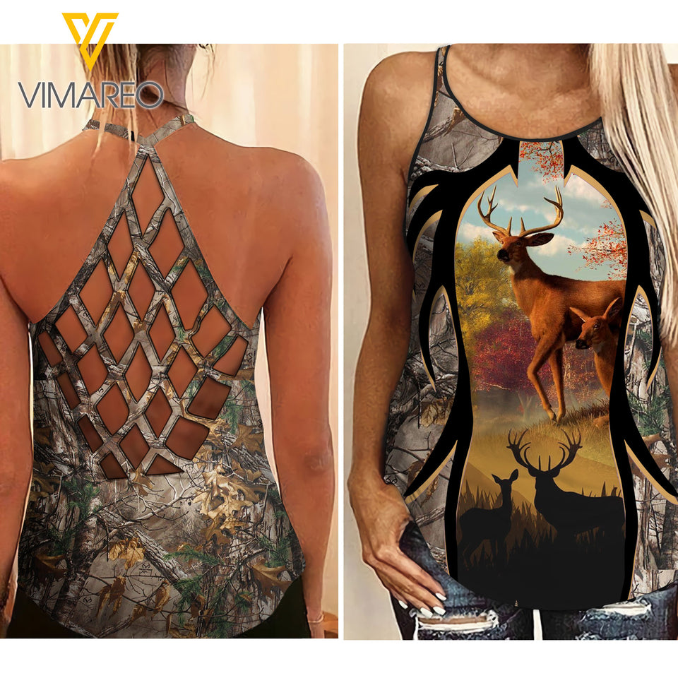 Hunting Girl Criss-Cross Open Back Camisole Tank Top 2503NGBVQ