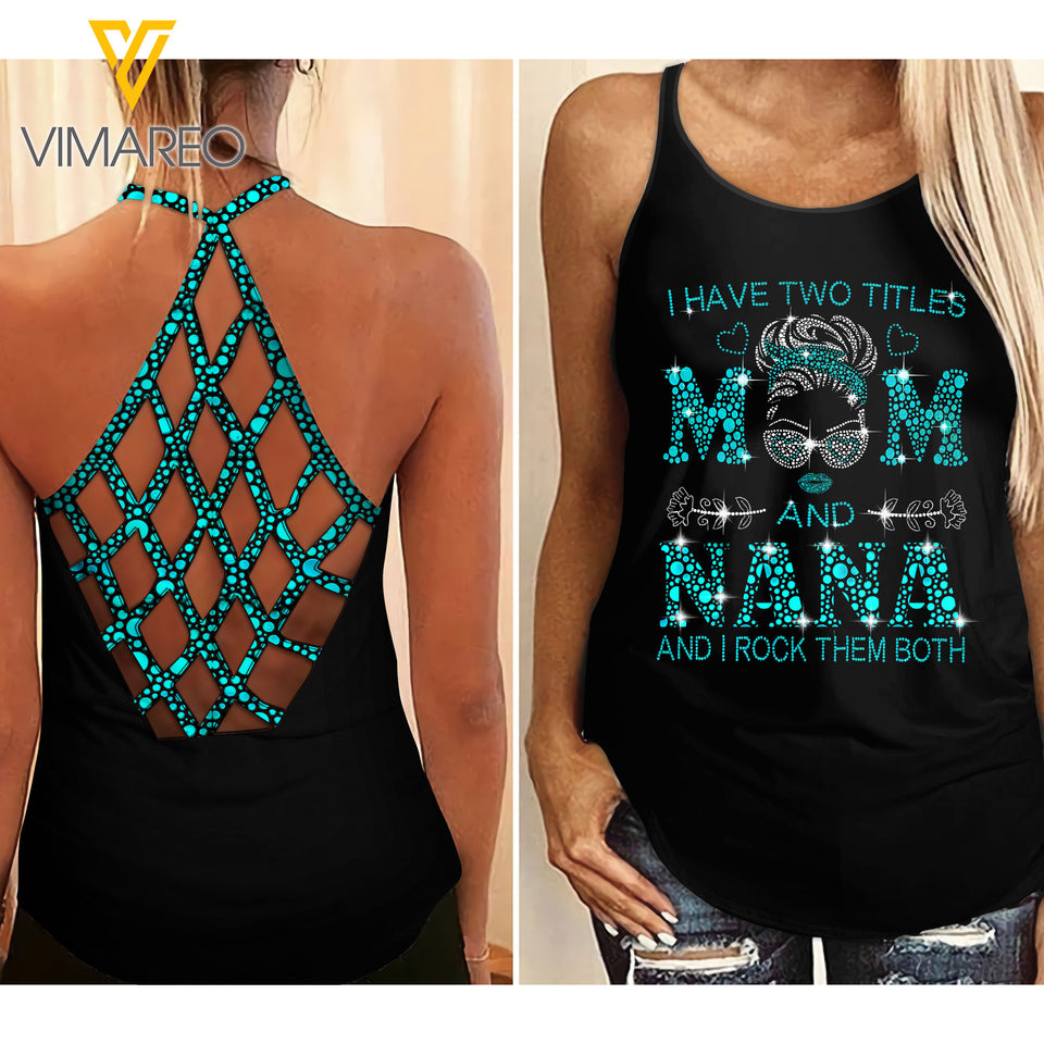 Nana Mom Criss-Cross Open Back Camisole Tank Top 2203NGBQ