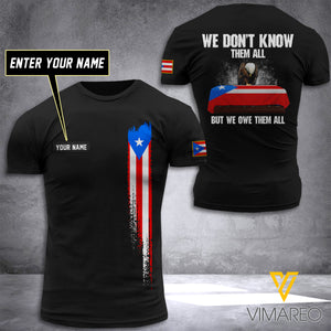 Customized PUERTO RICO ARMY 3D PRINTED TSHIRT 2904NGBTH