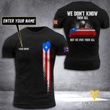 Customized PUERTO RICO ARMY 3D PRINTED TSHIRT 2904NGBTH