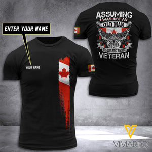 Customized Canada Flag veteran 3D PRINTED TSHIRT 2604NGBTH