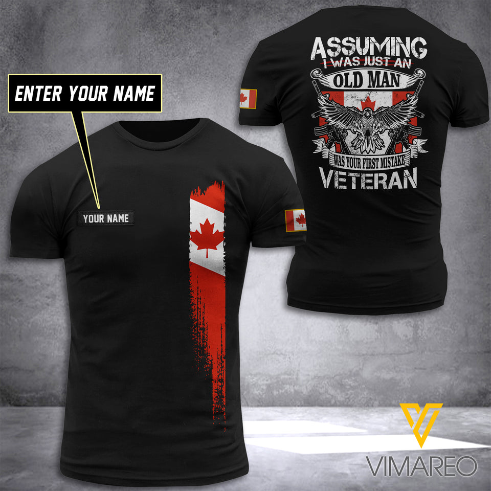 Customized Canada Flag veteran 3D PRINTED TSHIRT 2604NGBTH