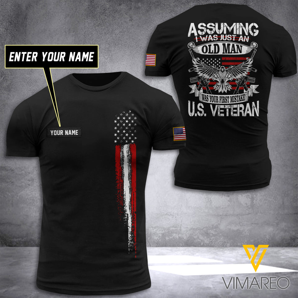 Customized US Flag veteran 3D PRINTED TSHIRT 2604NGBTH