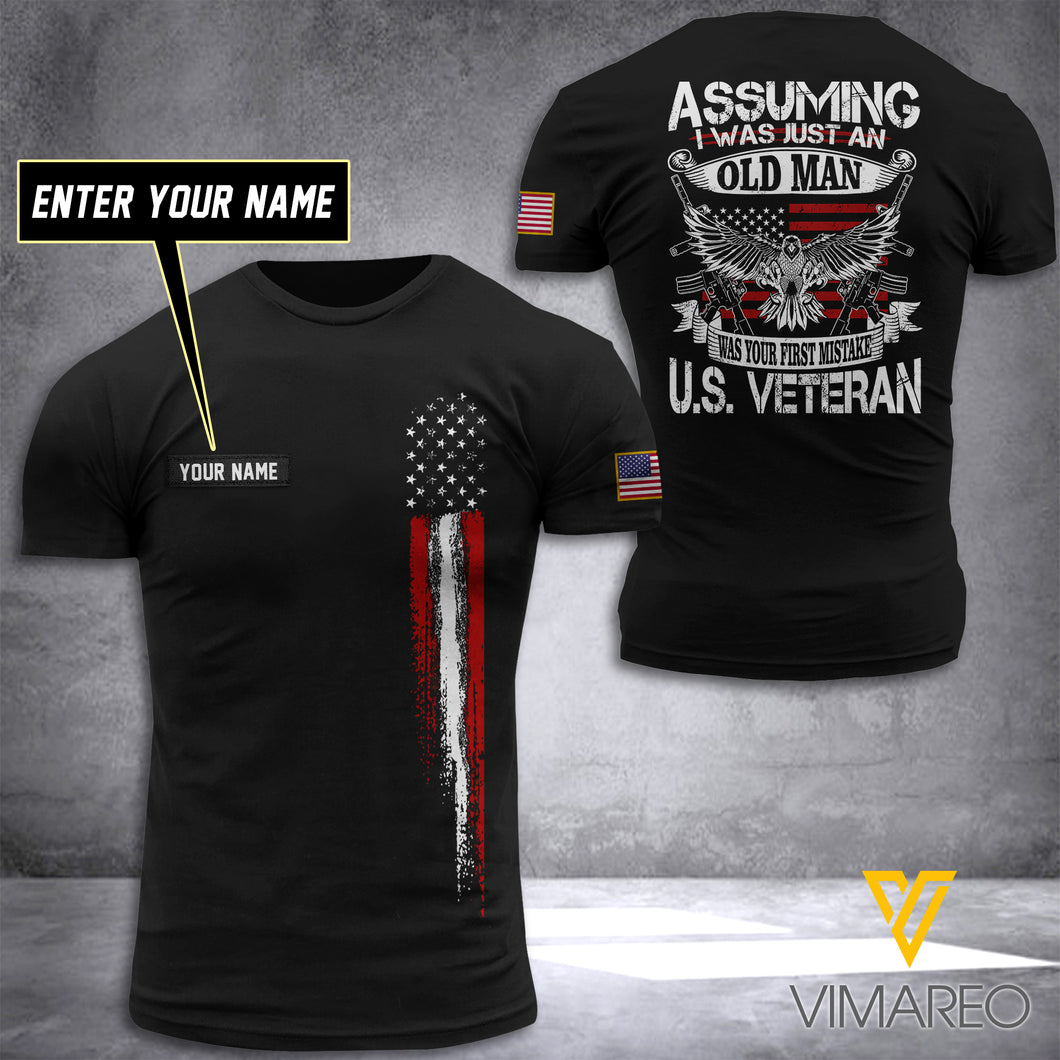 Customized US Flag veteran 3D PRINTED TSHIRT 2604NGBTH