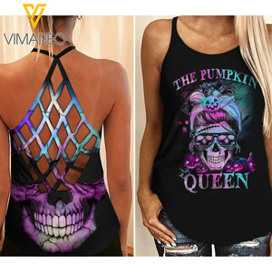 Skull girl Criss-Cross Open Back Camisole Tank Top 0609N