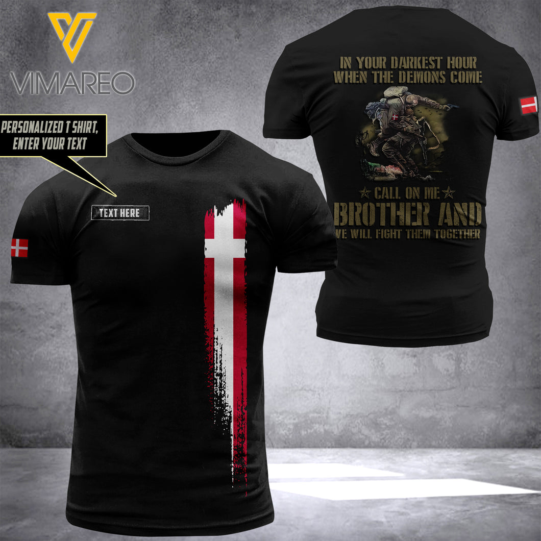 Customized Denmark Soldier Combat 3D Printed Shirt 0806N