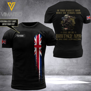 Customized UK Soldier Combat 3D Printed Shirt 0806N