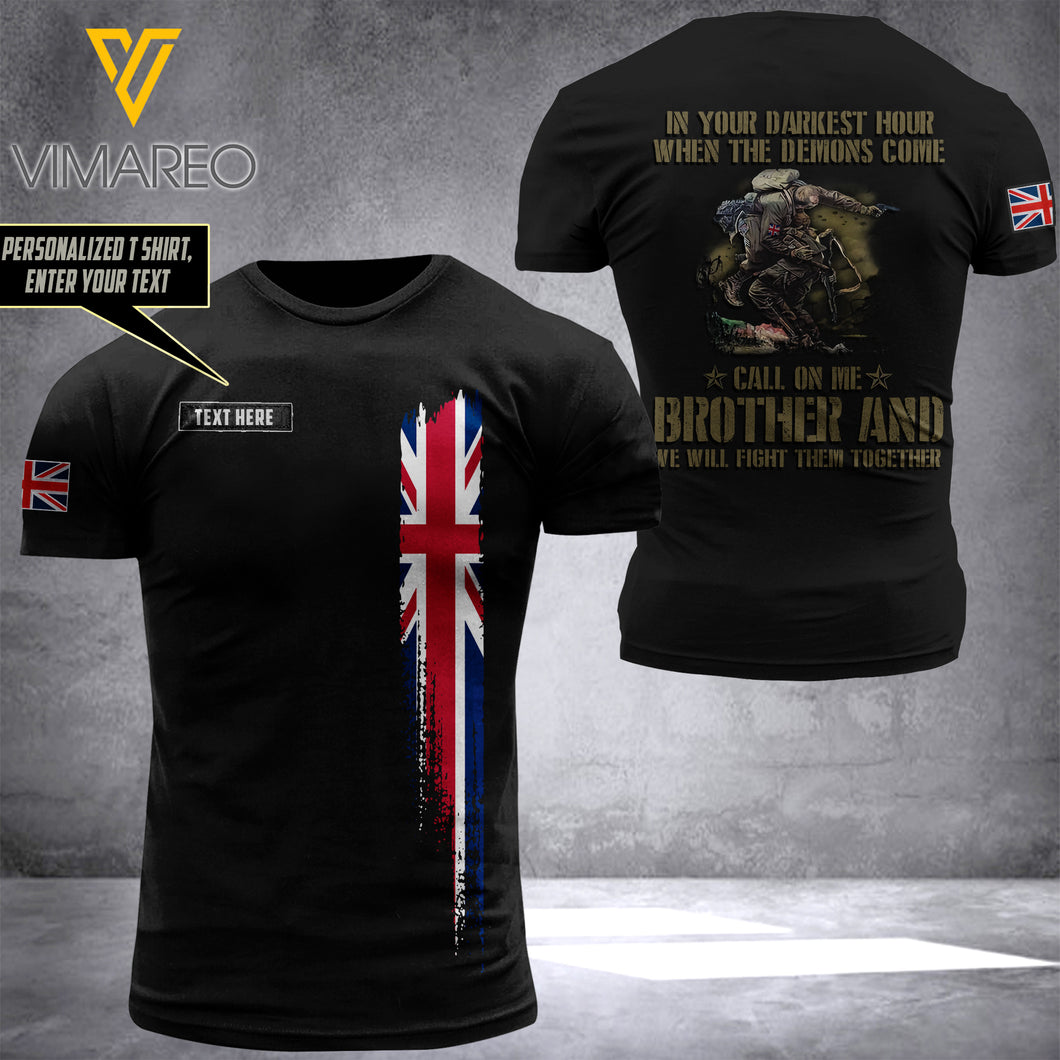 Customized UK Soldier Combat 3D Printed Shirt 0806N