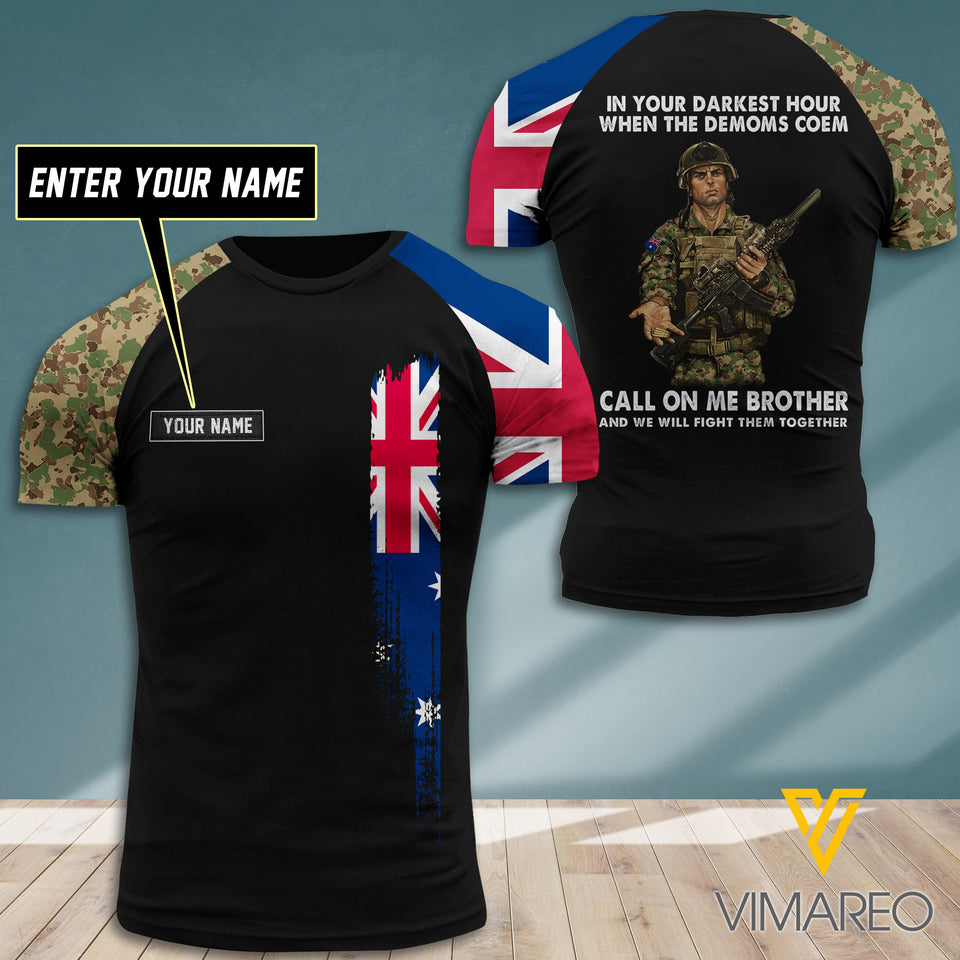Customized Autrialian Soldier Flag 3D PRINTED SHIRT 0907D