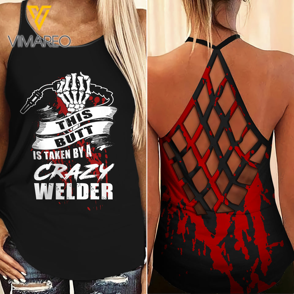 Welder Girl Criss-Cross Open Back Camisole Tank Top 0704NGBTH