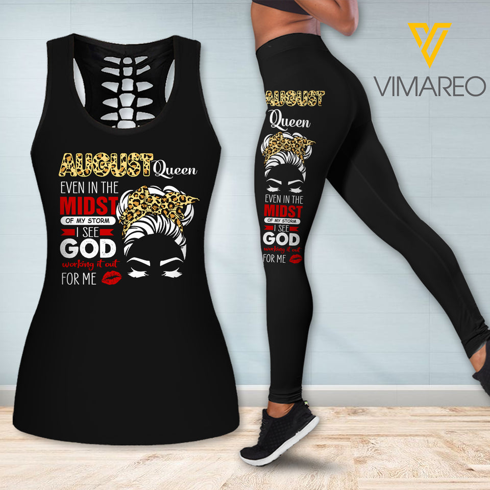 August girl queen Criss-Cross Open Back Camisole Tank Top Legging 2806TH