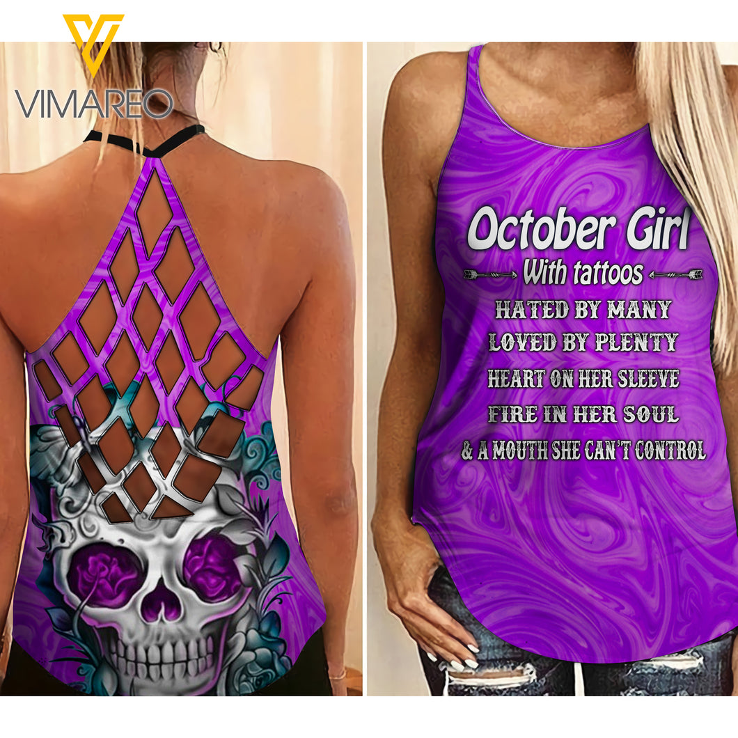 October Girl Criss-Cross Open Back Camisole Tank Top 1303NGB
