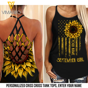 Customize SEPTEMBER Girl Criss-Cross Open Back Camisole Tank Top 1803NGBTH