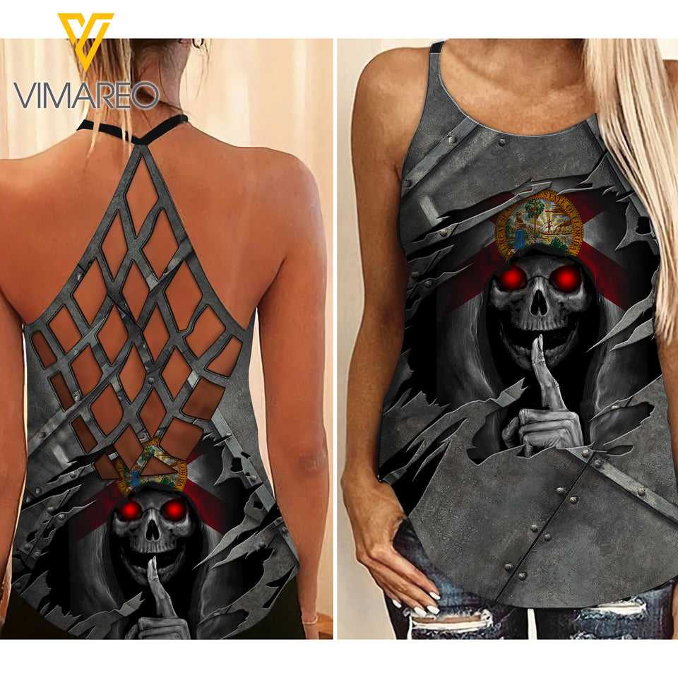 Florida Girl Criss-Cross Open Back Camisole Tank Top 2403NGBT