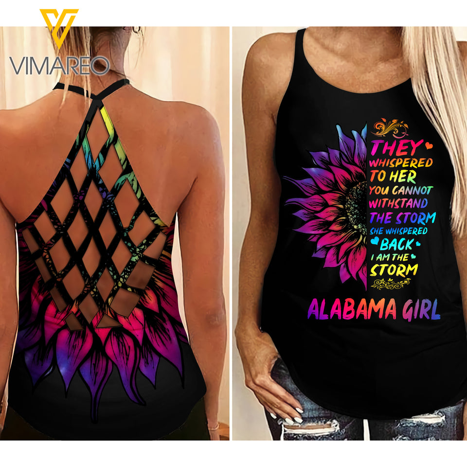 Alabama  Girl Criss-Cross Open Back Camisole Tank Top 1303NGBTQ