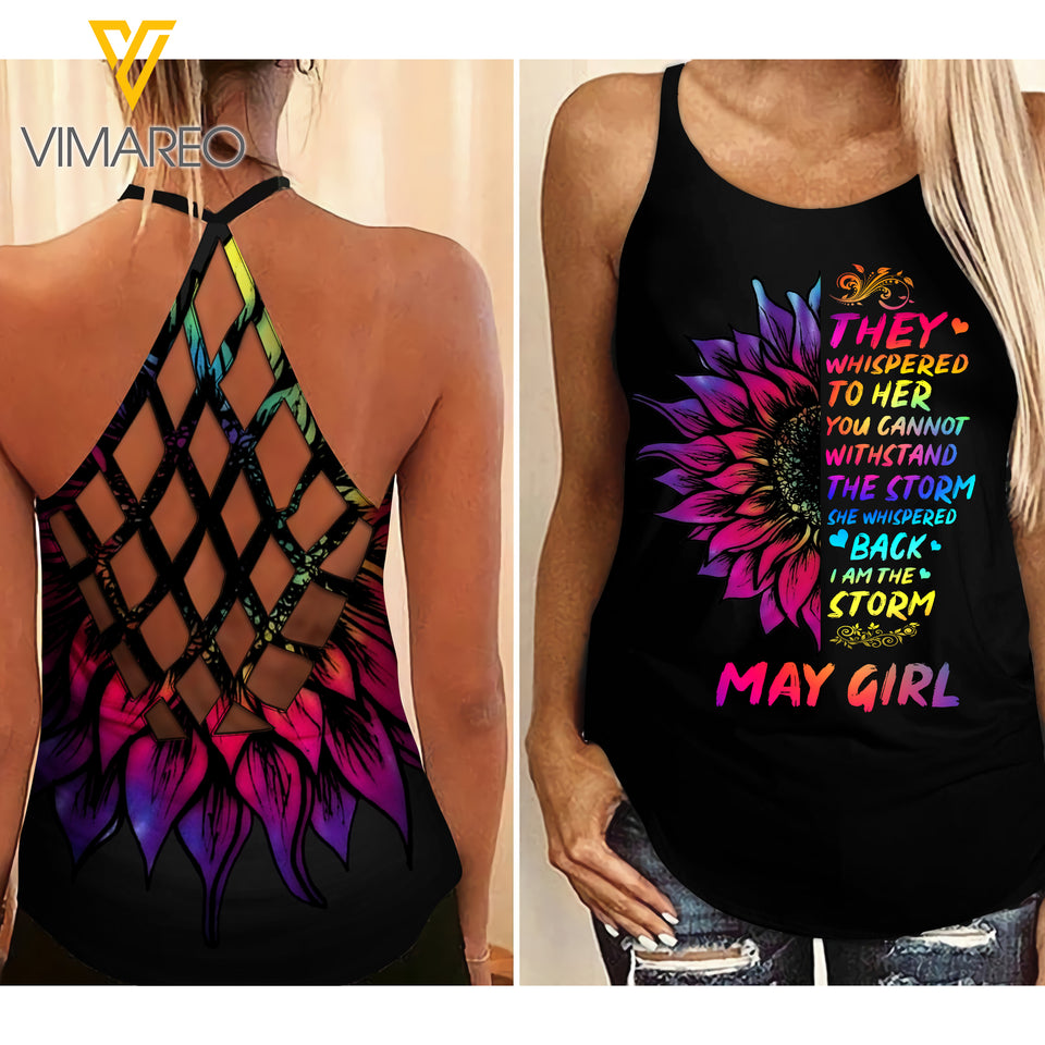 May Girl Criss-Cross Open Back Camisole Tank Top 1303NGBTQ