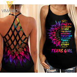 Texas Girl Criss-Cross Open Back Camisole Tank Top 1303NGBTQ