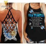 Turtle Girl Criss-Cross Open Back Camisole Tank Top 1903NGBT