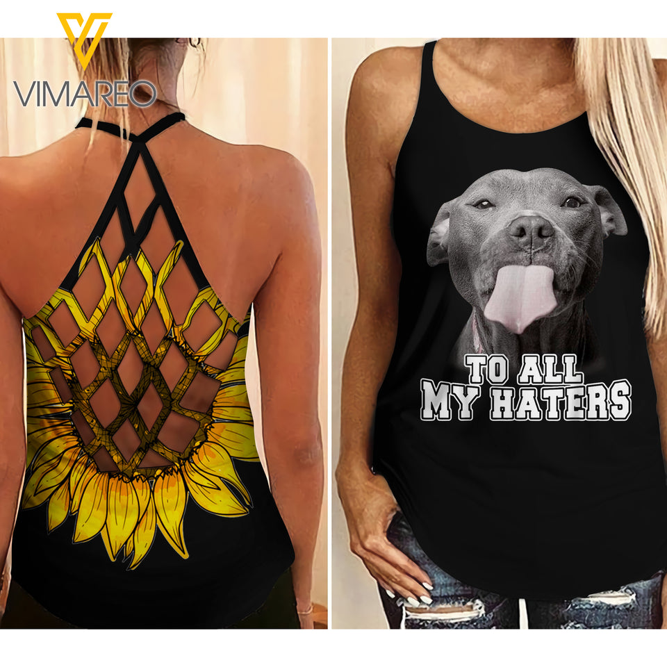 Pitbull girl Criss-Cross Open Back Camisole Tank Top 2904NGBTQ