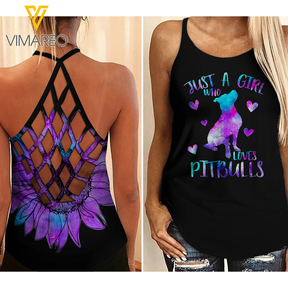Pitbull girl Criss-Cross Open Back Camisole Tank Top 2904NGBTQ