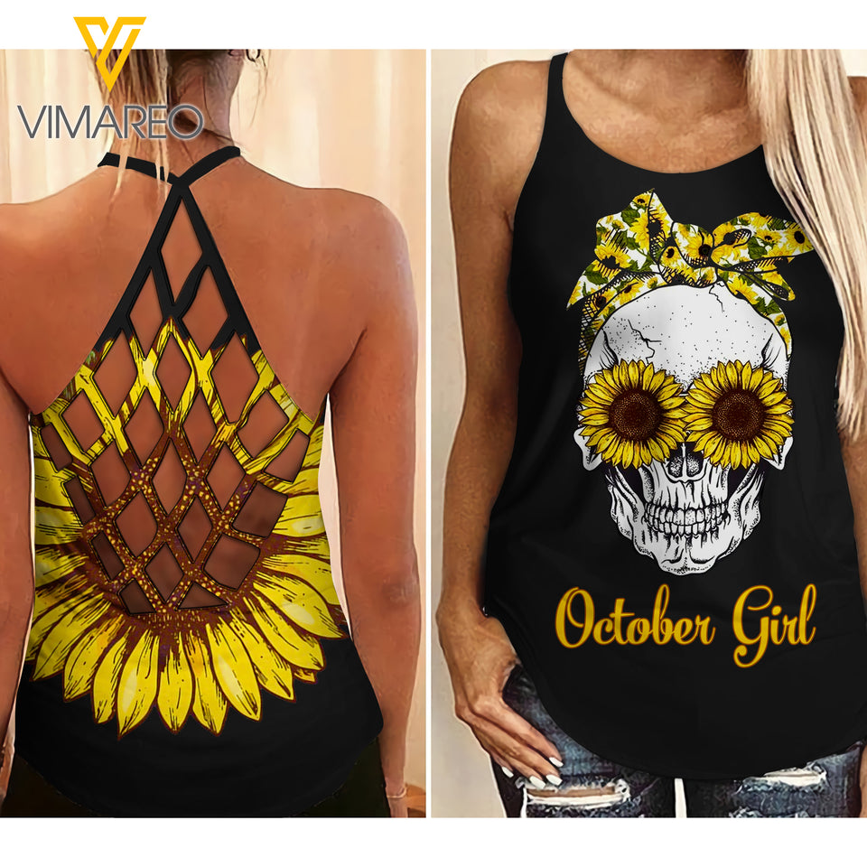 October Girl Criss-Cross Open Back Camisole Tank Top 2403NGBTQ