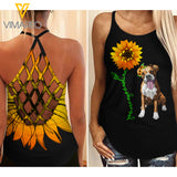 Sunflower Boxer Girl Criss-Cross Open Back Camisole Tank Top 1903NGBTQ