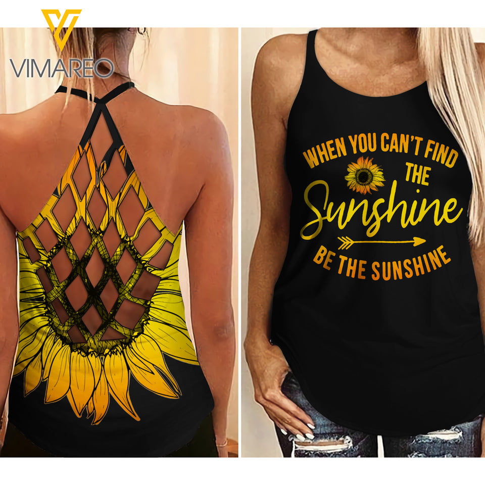 Sunflower Girl Criss-Cross Open Back Camisole Tank Top 1703NGBTQ