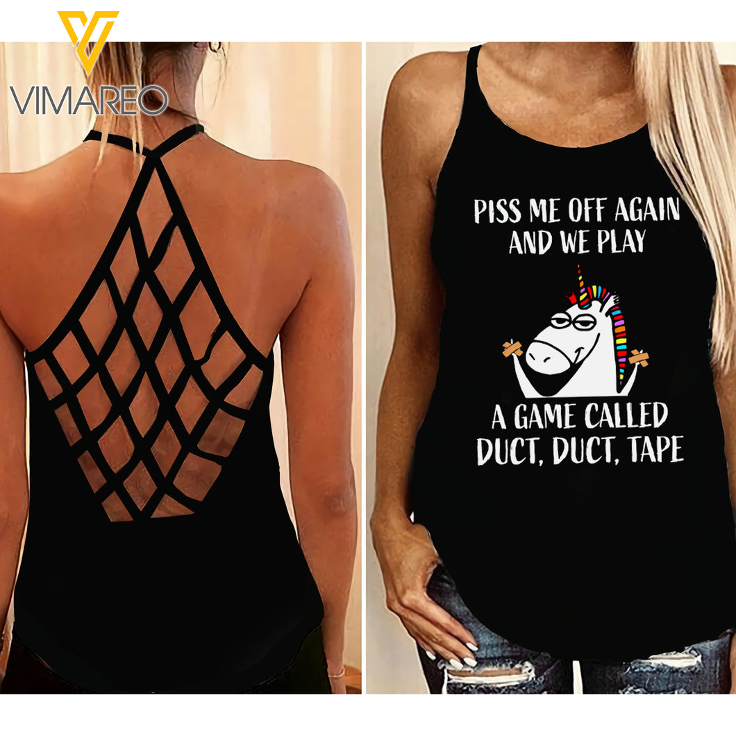 UNICORN Criss-Cross Open Back Camisole Tank Top Legging 0906TQ