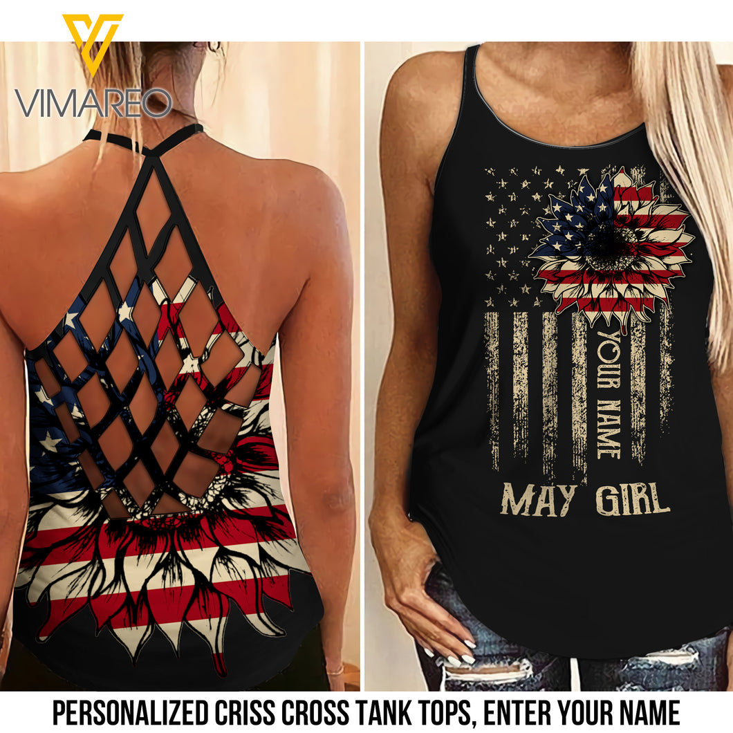 Customize May Girl Criss-Cross Open Back Camisole Tank Top 1703NGBTH