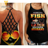 MY BEST CATCH WILL ALWAYS BE MY HUSBAND Criss-Cross Open Back Camisole Tank Top