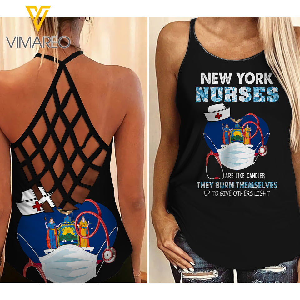 NEW YORK NURSE Criss-Cross Open Back Camisole Tank Top