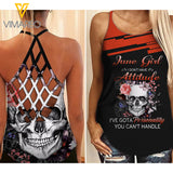 June Girl - I've got a personality  Criss-Cross Open Back Camisole Tank Top VMYY